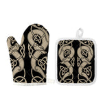 Viking Wolves Symbol Print Oven Mitt And Pot Holder Set