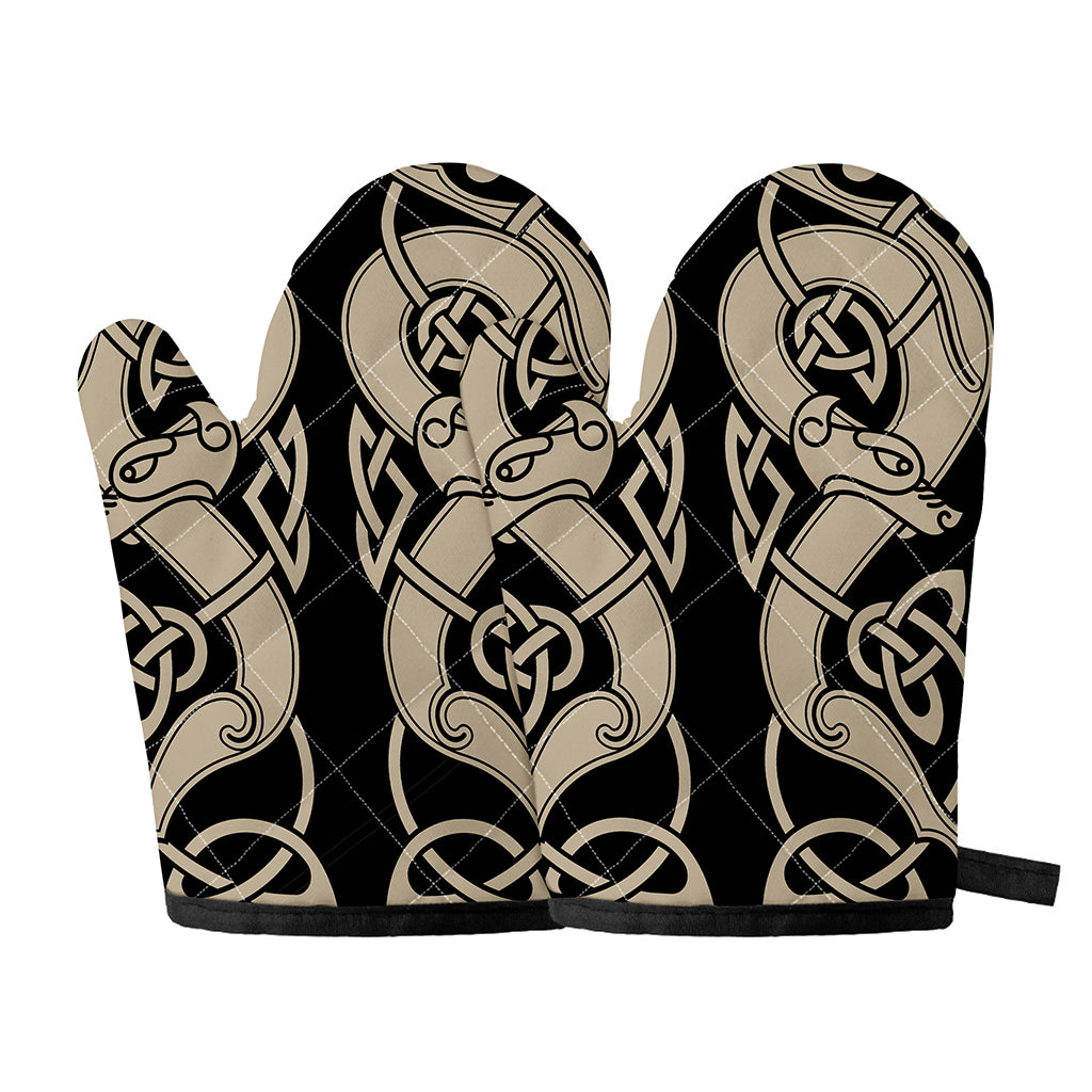 Viking Wolves Symbol Print Oven Mitts