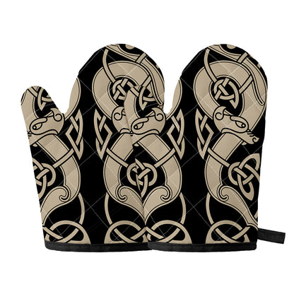Viking Wolves Symbol Print Oven Mitts
