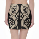 Viking Wolves Symbol Print Pencil Mini Skirt