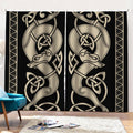 Viking Wolves Symbol Print Pencil Pleat Curtains