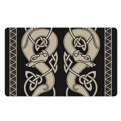 Viking Wolves Symbol Print Polyester Doormat