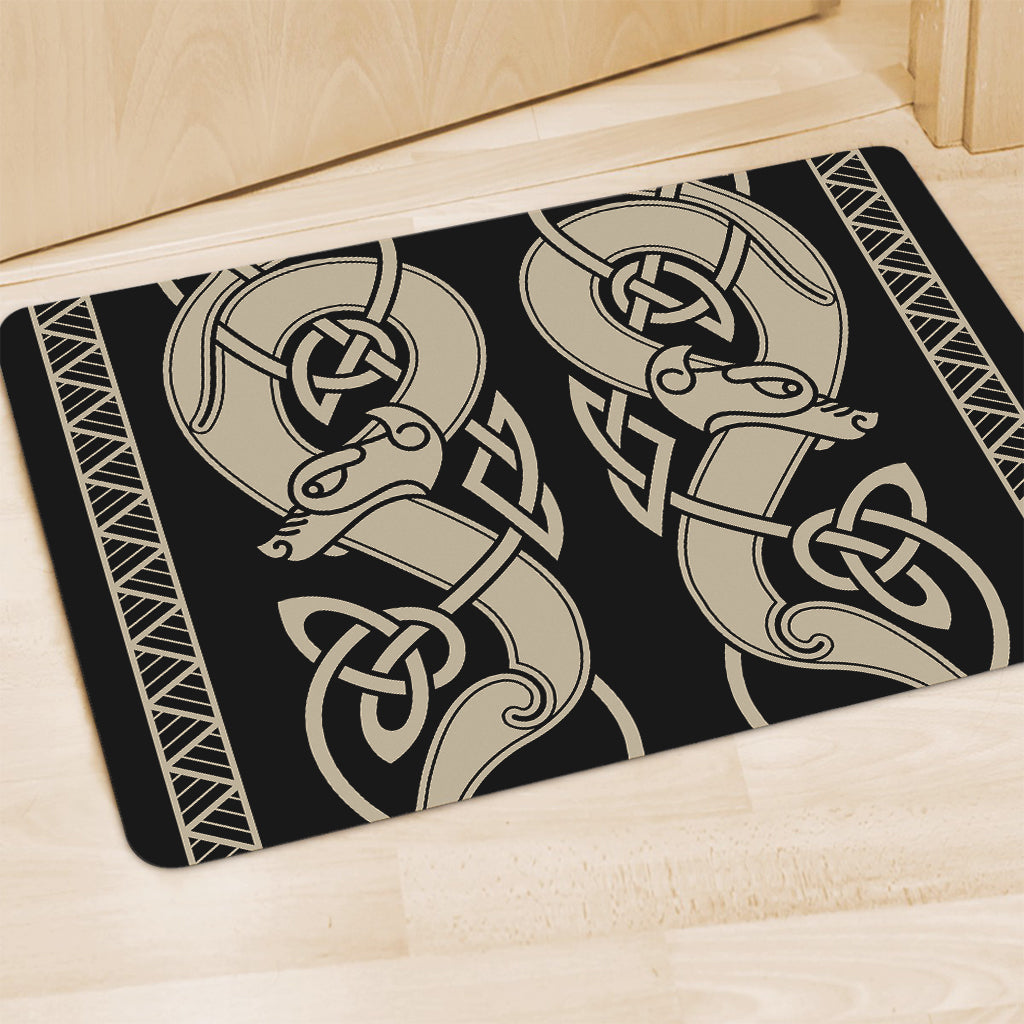 Viking Wolves Symbol Print Polyester Doormat