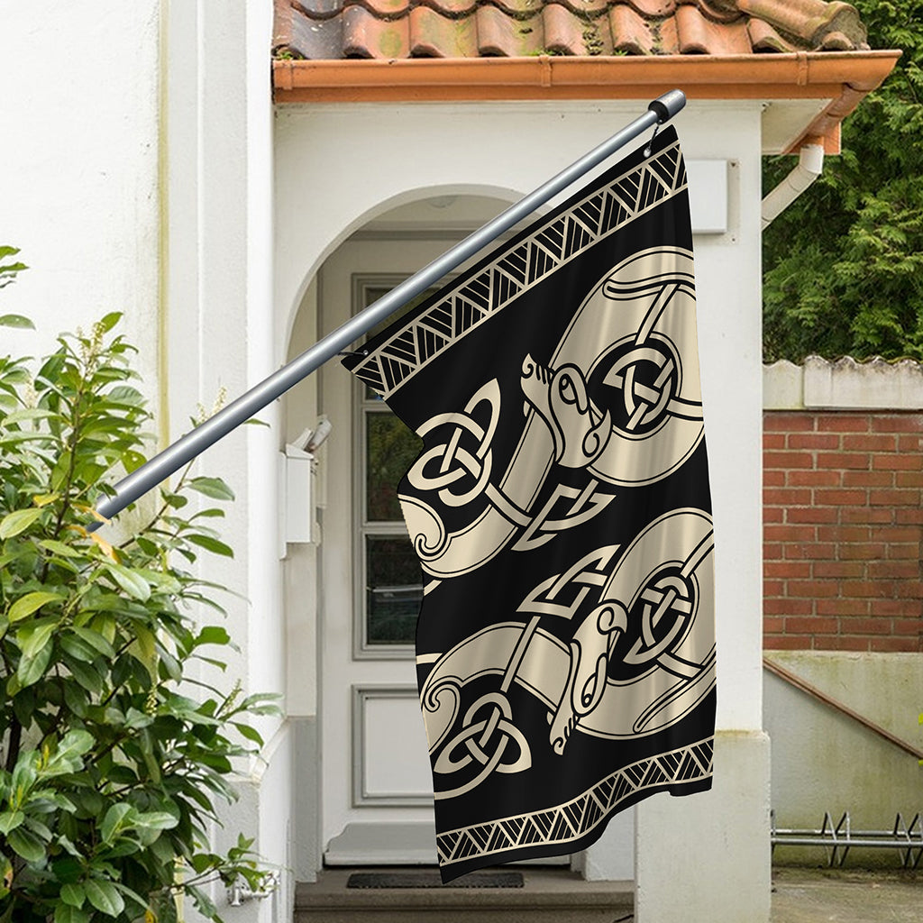 Viking Wolves Symbol Print Polyester Flag