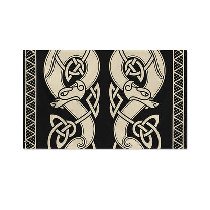 Viking Wolves Symbol Print Polyester Flag