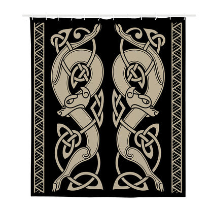 Viking Wolves Symbol Print Polyester Shower Curtain