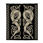 Viking Wolves Symbol Print Polyester Shower Curtain