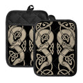 Viking Wolves Symbol Print Pot Holders With Pocket
