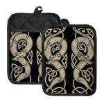 Viking Wolves Symbol Print Pot Holders With Pocket