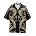 Viking Wolves Symbol Print Rayon Hawaiian Shirt