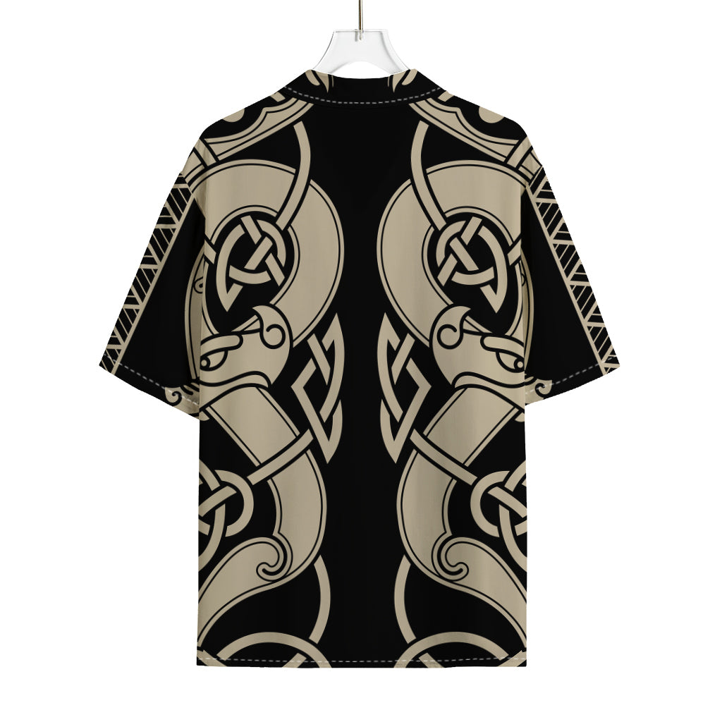 Viking Wolves Symbol Print Rayon Hawaiian Shirt