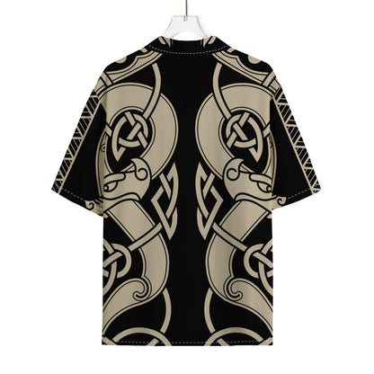 Viking Wolves Symbol Print Rayon Hawaiian Shirt