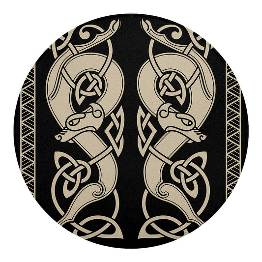 Viking Wolves Symbol Print Round Blanket