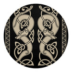 Viking Wolves Symbol Print Round Blanket