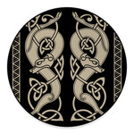 Viking Wolves Symbol Print Round Floor Mat