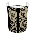 Viking Wolves Symbol Print Round Laundry Basket