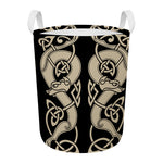 Viking Wolves Symbol Print Round Laundry Basket