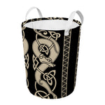 Viking Wolves Symbol Print Round Laundry Basket