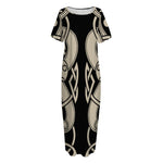 Viking Wolves Symbol Print Short Sleeve Long Nightdress