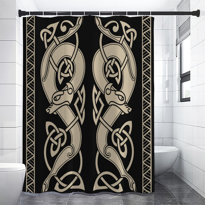 Viking Wolves Symbol Print Shower Curtain
