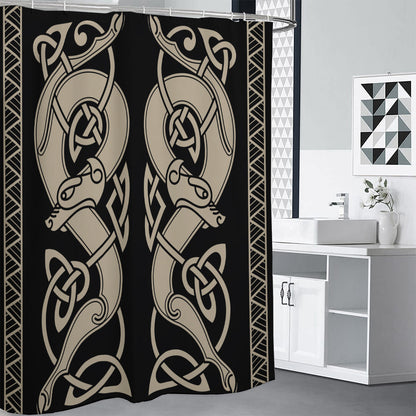 Viking Wolves Symbol Print Shower Curtain