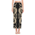 Viking Wolves Symbol Print Side Slit Maxi Skirt