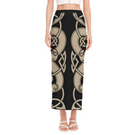 Viking Wolves Symbol Print Side Slit Maxi Skirt