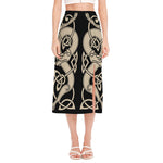 Viking Wolves Symbol Print Side Slit Midi Skirt