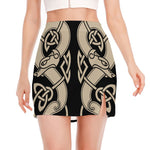 Viking Wolves Symbol Print Side Slit Mini Skirt