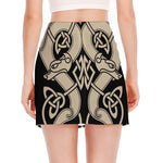 Viking Wolves Symbol Print Side Slit Mini Skirt