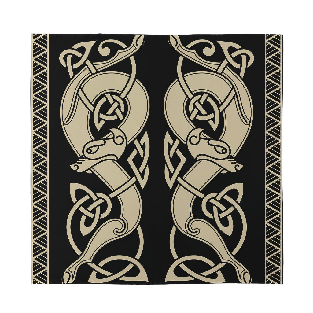 Viking Wolves Symbol Print Silk Bandana