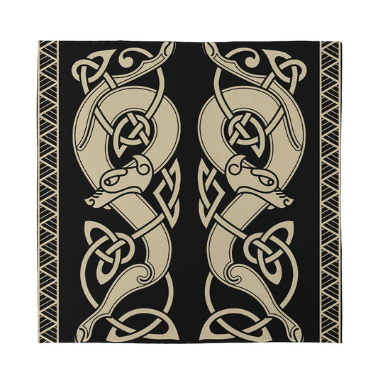 Viking Wolves Symbol Print Silk Bandana