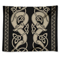 Viking Wolves Symbol Print Tapestry