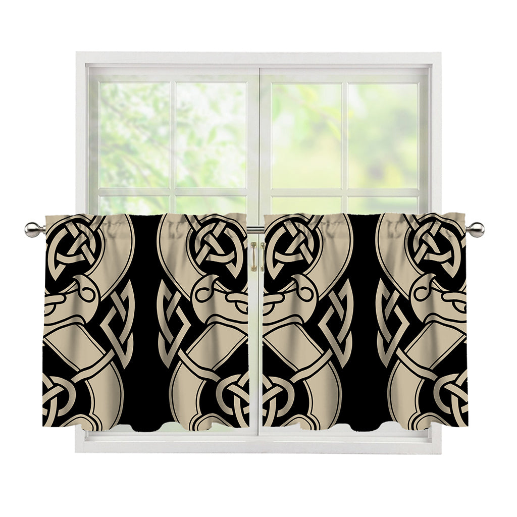 Viking Wolves Symbol Print Tier Curtains