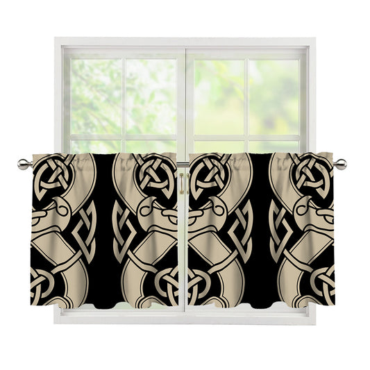 Viking Wolves Symbol Print Tier Curtains