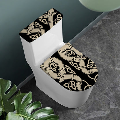 Viking Wolves Symbol Print Toilet Lid And Tank Cover Set