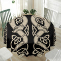 Viking Wolves Symbol Print Waterproof Round Tablecloth