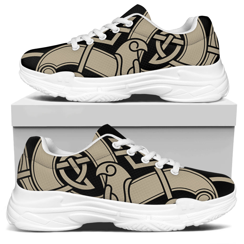 Viking Wolves Symbol Print White Chunky Shoes