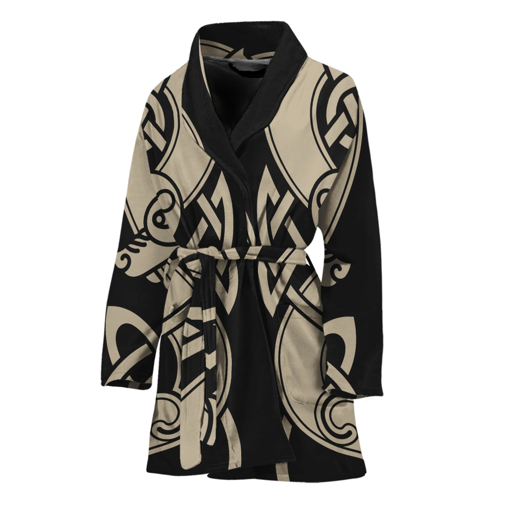 Viking Wolves Symbol Print Women's Bathrobe