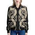Viking Wolves Symbol Print Women's Bomber Jacket