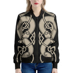 Viking Wolves Symbol Print Women's Bomber Jacket