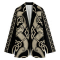 Viking Wolves Symbol Print Women's Cotton Blazer