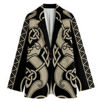 Viking Wolves Symbol Print Women's Cotton Blazer