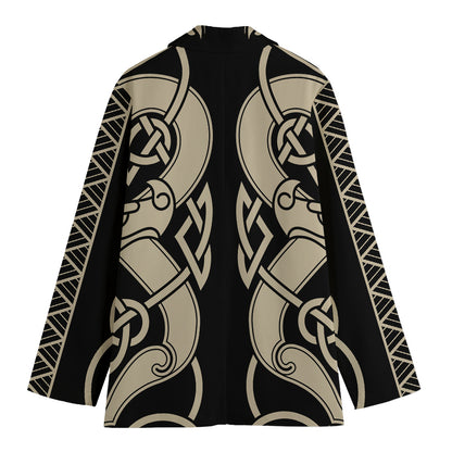 Viking Wolves Symbol Print Women's Cotton Blazer