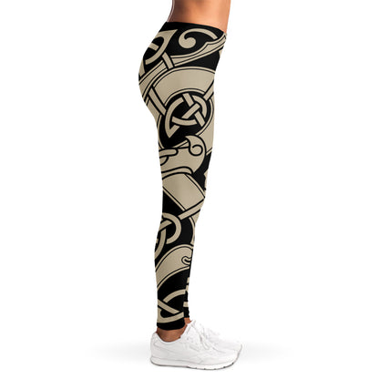 Viking Wolves Symbol Print Women's Leggings