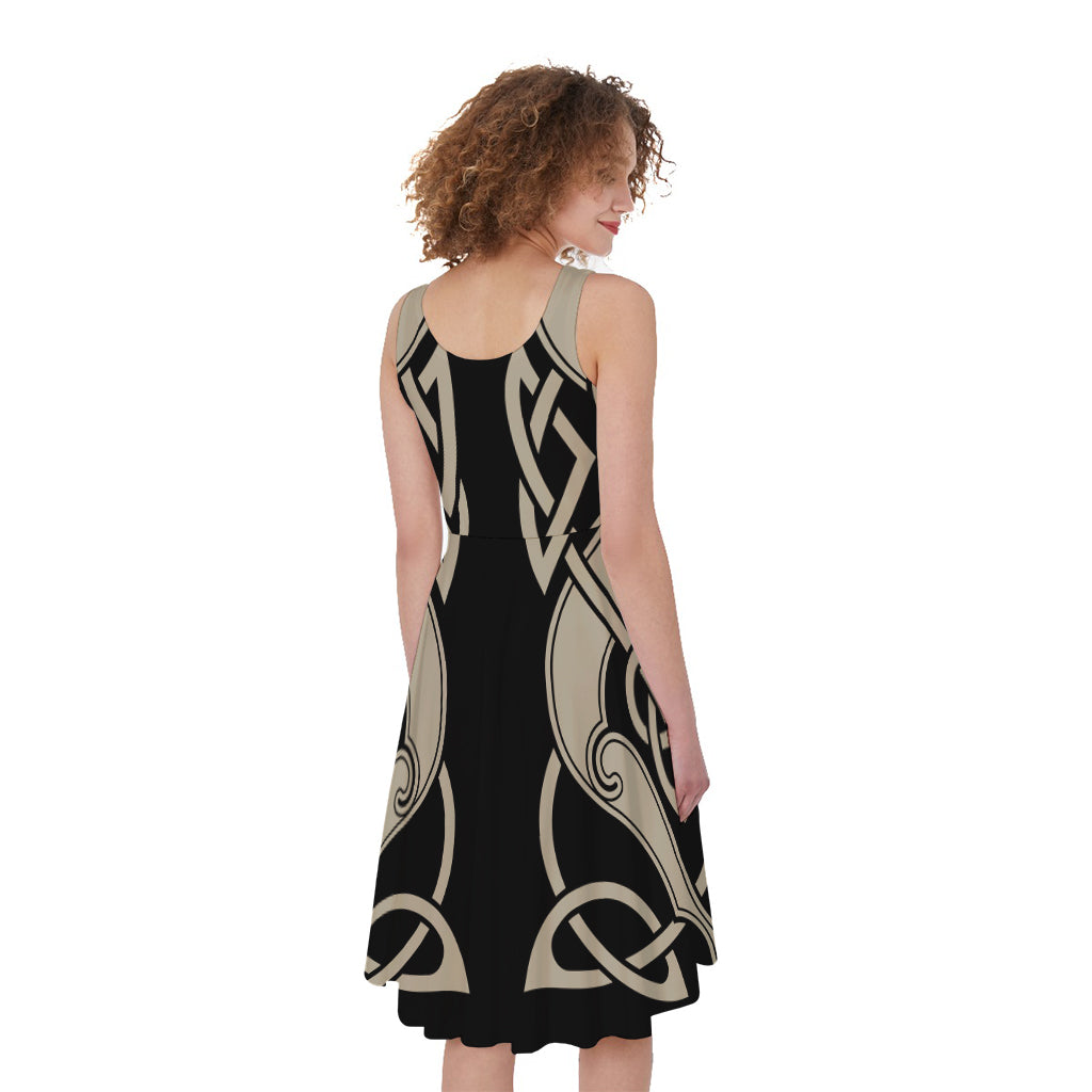Viking Wolves Symbol Print Women's Sleeveless Dress