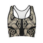 Viking Wolves Symbol Print Women's Sports Bra