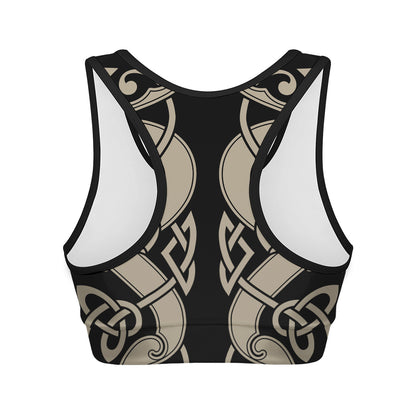 Viking Wolves Symbol Print Women's Sports Bra