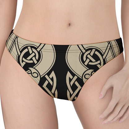 Viking Wolves Symbol Print Women's Thong