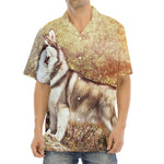 Vintage Alaskan Malamute Print Aloha Shirt